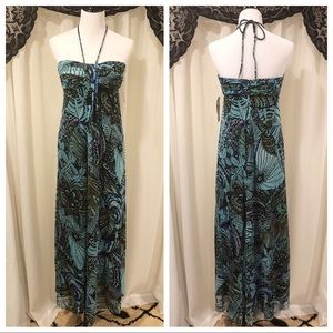 Nine West Floral Maxi Length Halter Dress SZ 6